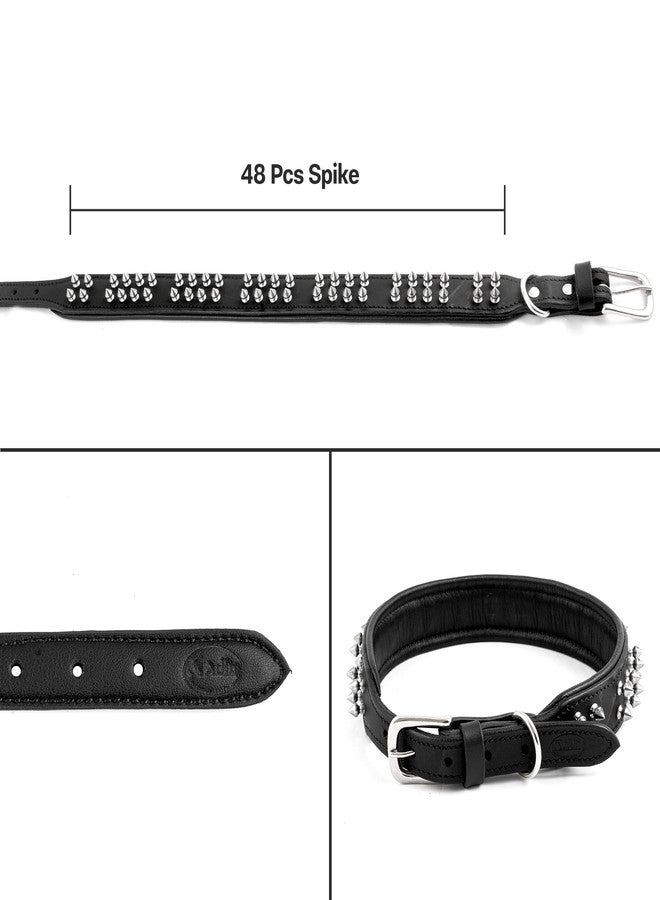ADIL'S Leather Dog Collar With Spike, Adjustable Metal Buckle Studded Collars For Small, Medium, & Large Dog With D Ring, Width: 38Mm Black, Size Xl - Image 5